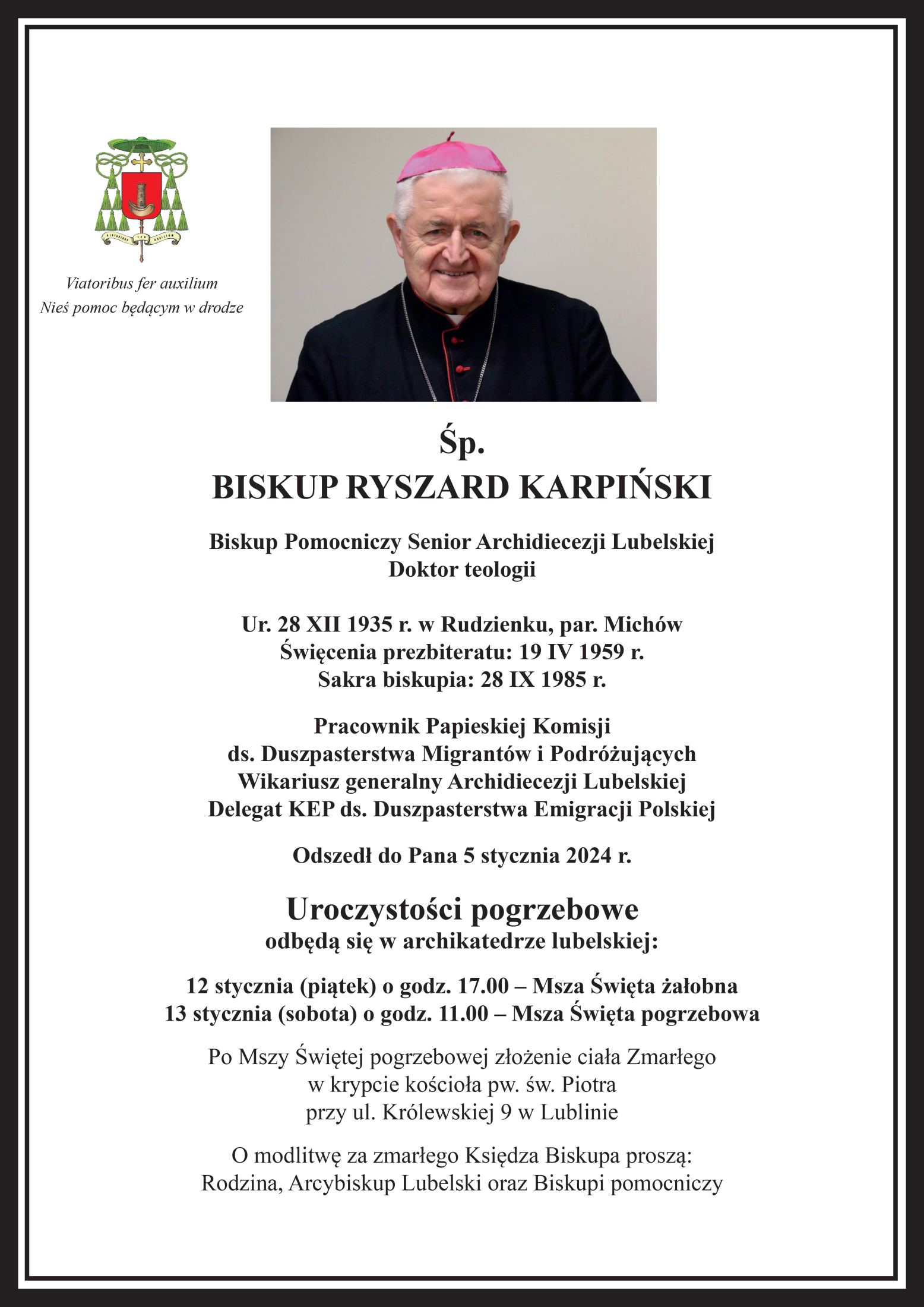 Słowo Metropolity Lubelskiego po odejściu śp. Biskupa Ryszarda Karpińskiego